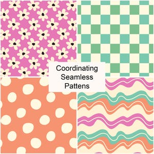 Ghost Bow Patchwork Seamless Pattern Pack, Halloween Repeat Digital Paper Set image 2