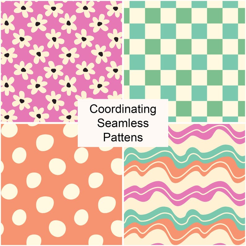 Ghost Bow Patchwork Seamless Pattern Pack, Halloween Repeat Digital Paper Set image 2