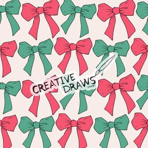 Christmas Coquette Seamless Pattern, Repeat Digital Paper Pattern for Personal and Commercial use