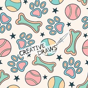 Dog Paws and Bones Seamless Pattern, Seamless File Digital Download