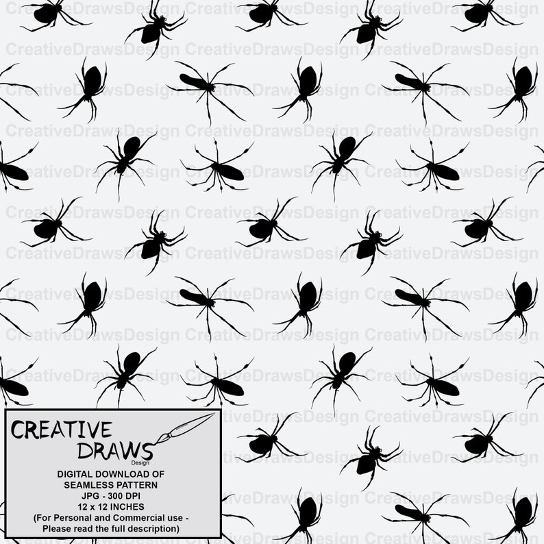 Spider Seamless Pattern, Halloween Digital Repeat Pattern for Personal ...