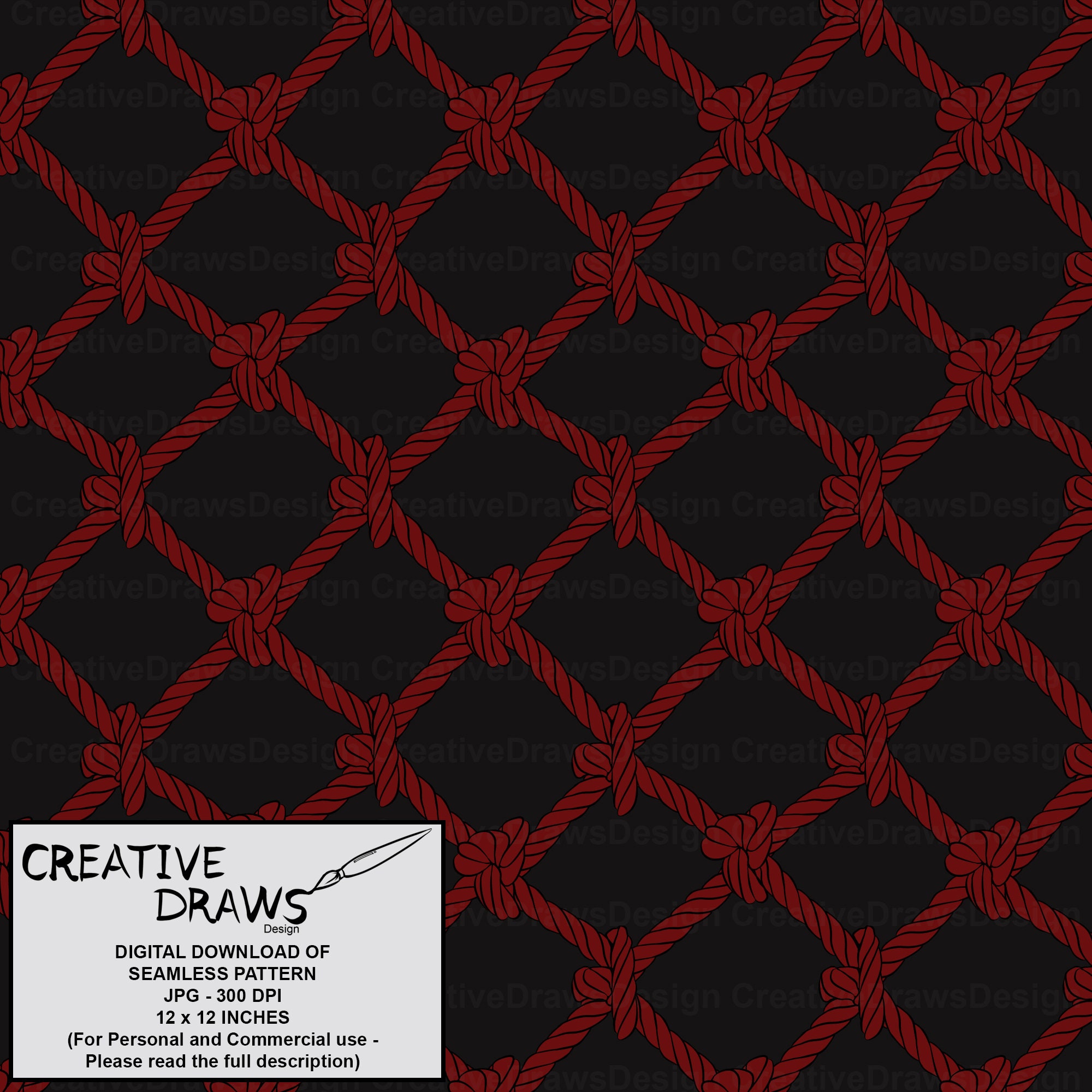 Square Rope Webbing Pattern Rope Net Seamless Pattern, Digital Repeat Pattern for Personal and ...