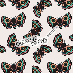 Moth Seamless Pattern, Seamless File Digital Download