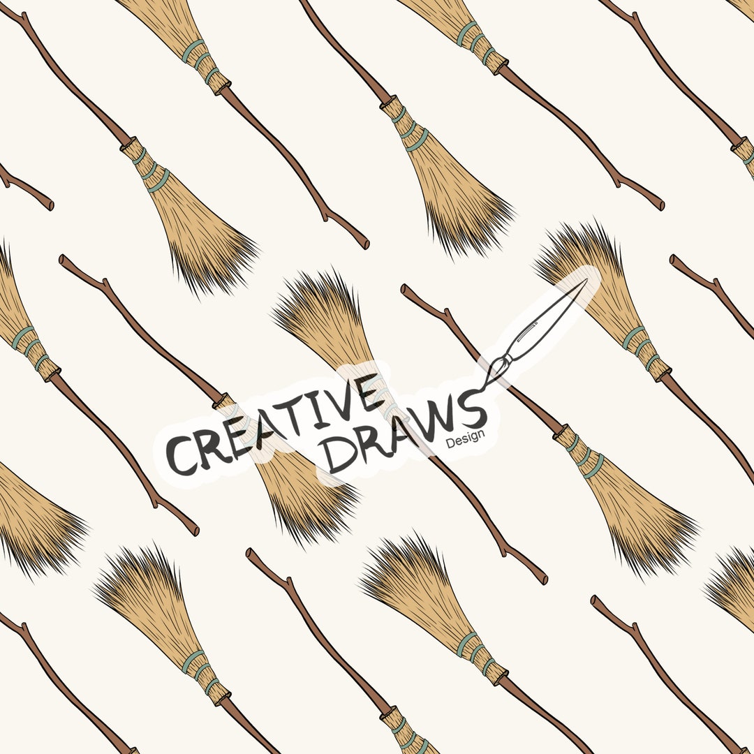 Broom Seamless Pattern, Witch Digital Repeat Pattern for Personal and ...