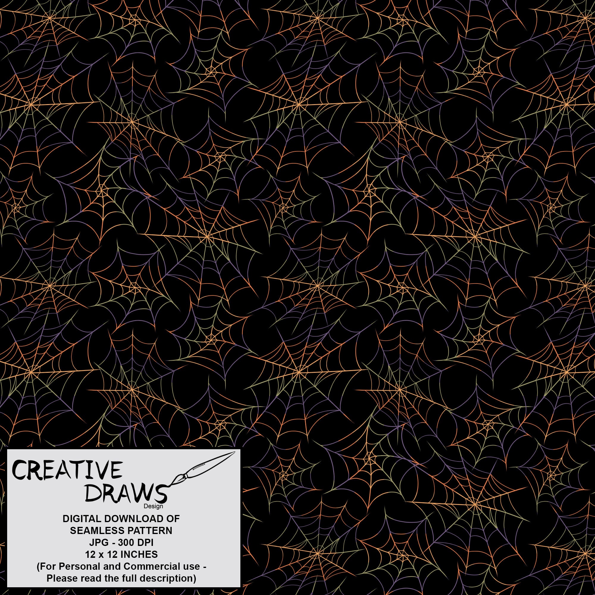 Rainbow Spiderweb Seamless Pattern, Cobweb Digital Repeat Pattern for ...