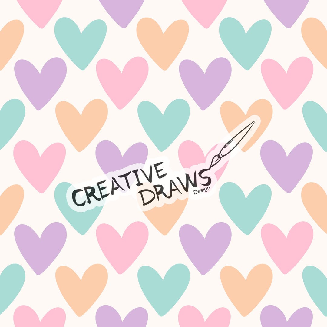 Pastel Hearts Seamless Pattern, Digital Repeat Pattern for Personal and ...
