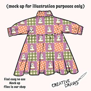 Ghost Checker Patchwork Seamless Pattern, Halloween Repeat Digital Paper immagine 2