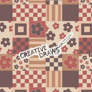 Patrón sin costuras Boho Floral Patchwork, patrón de papel digital de repetición vintage para uso personal y comercial
