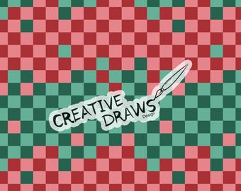 Christmas Retro Checker Seamless Pattern, Repeat Digital Paper