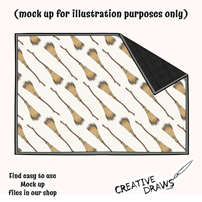 Broom Seamless Pattern, Witch Digital Repeat Pattern for Personal and ...