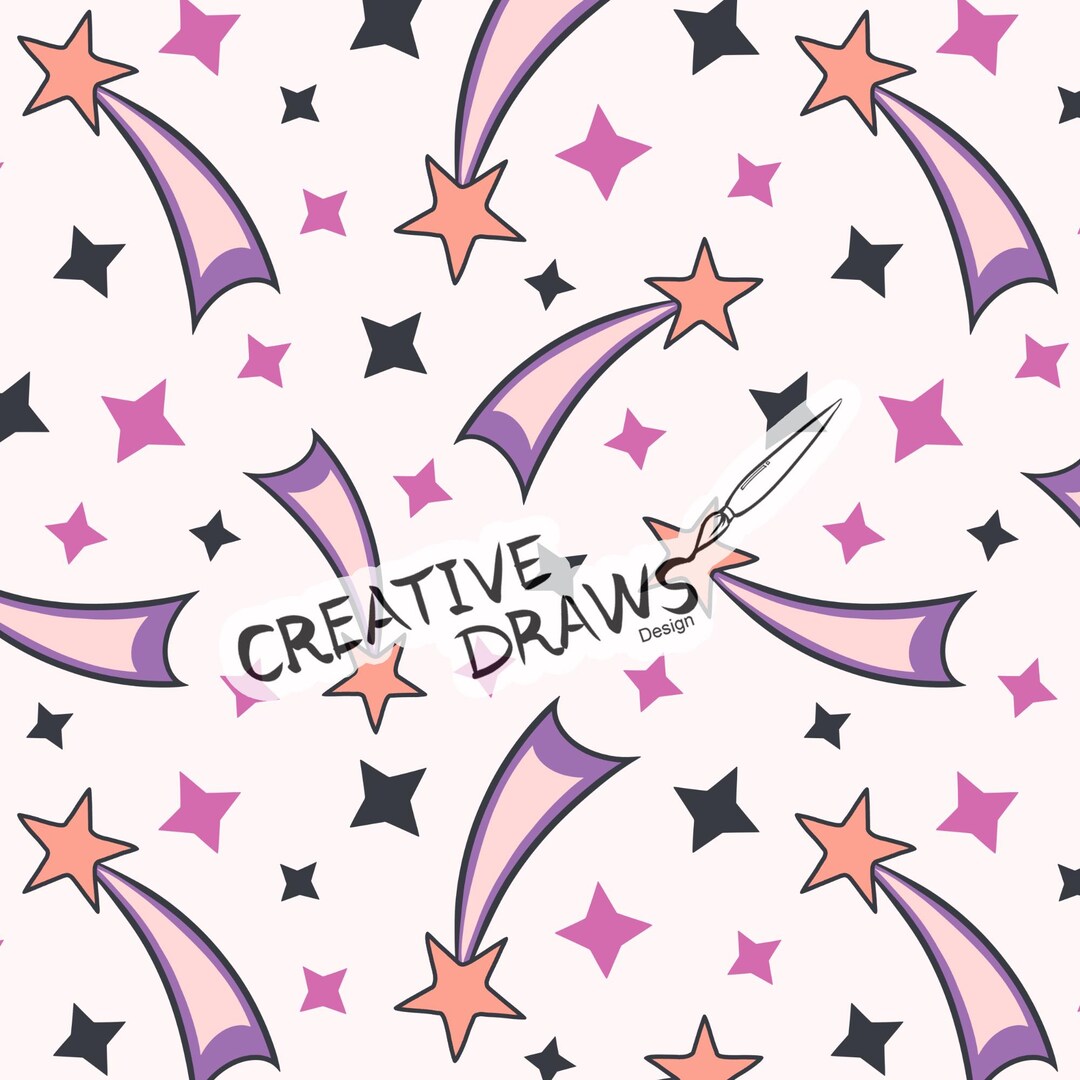 Shooting Star Seamless Pattern, Digital Repeat Pattern for Personal and ...