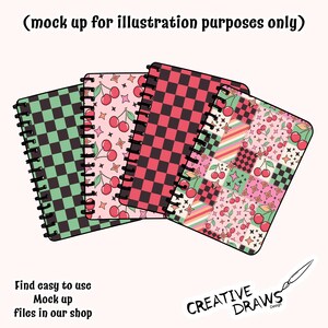 Retro Kirsche Patchwork Nahtlose Muster Pack, Groovy Wiederholung Digitales Papier Bild 4