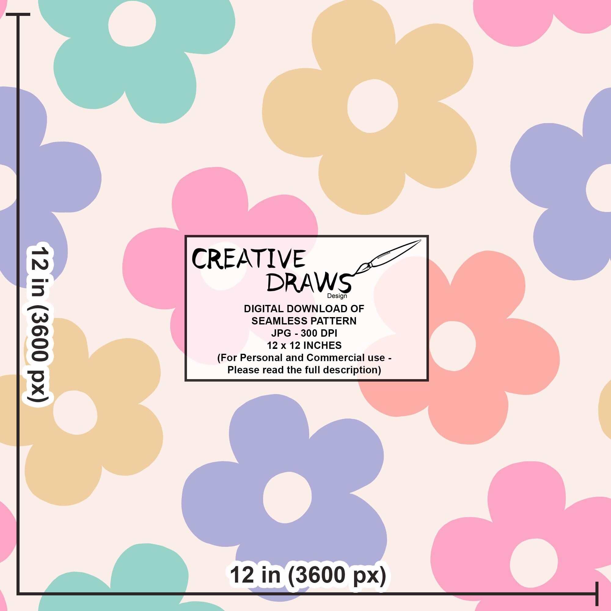 Fun Pastel Seamless Pattern Set, Flower Digital Download - Etsy
