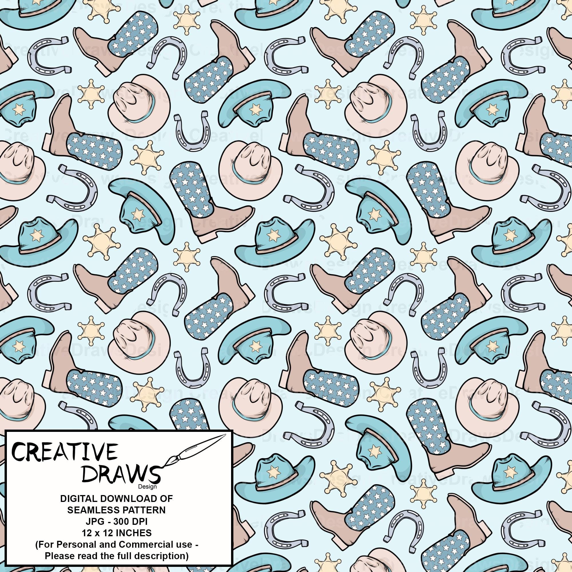 Western Seamless Pattern, Digital Repeat Pattern for Personal and ...