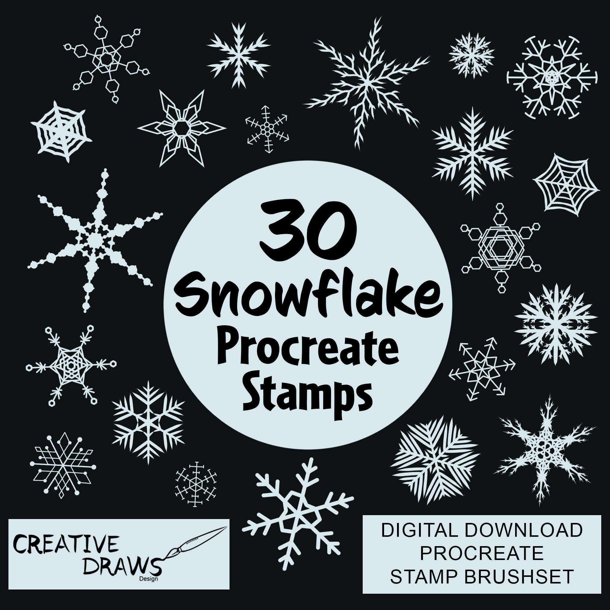 Snowflake Procreate Stamps Brushes Christmas Stamps 