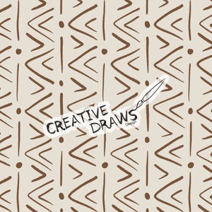 Mudcloth Inspired Seamless Pattern, Minimalist Digital Repeat Pattern for Personal and Commercial use