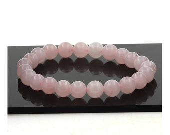Armband med naturstenspärlor i rosenkvarts