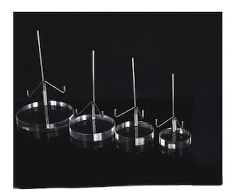 Acrylic and metal display base for minerals. 4 pieces in different sizes.