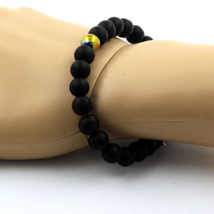 Pulsera de Cuentas Ónix negro mate + Hematites multicolor. Piedras naturales