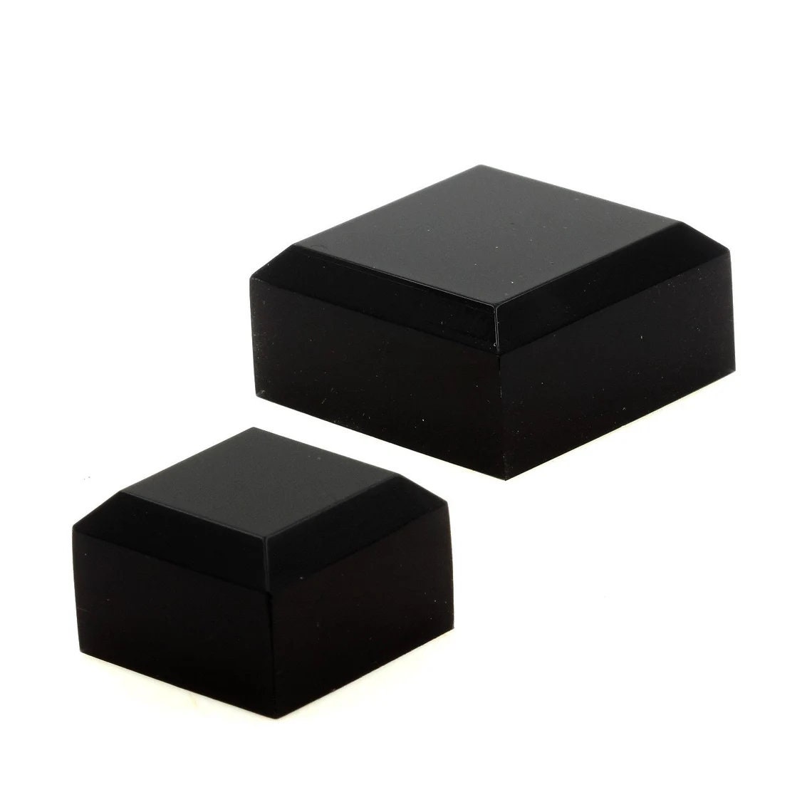 Présentoir Socle Acrylique Angles Biseautés Support Pour Minéraux. 3 Pièces. Noir 40 X 20 mm