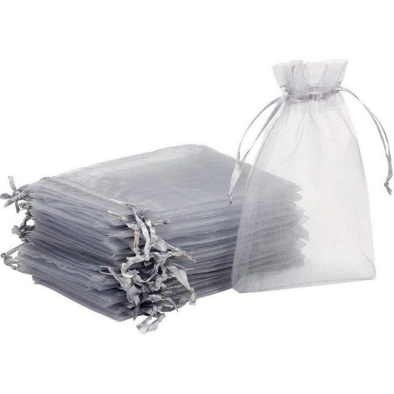100 Grey Organza Bags for Jewelry, Gifts
