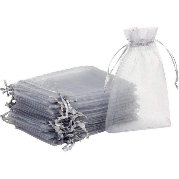 Sacs-cadeaux Organza. Sachets Gris. 10/20/50/100 PCS Pochettes Organza. Cadeau fête de mariage. Sac de bonbons.