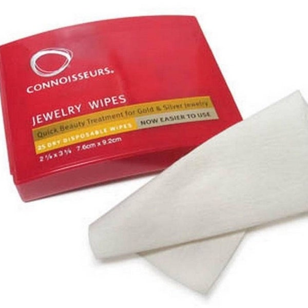 Cleaning wipe for gold and silver jewellery. 25 Wipes. Connoisseurs jewelry cleaner.