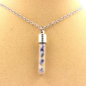 Benitoite Necklace form tube and spiral. Natural stones. Mineral jewelry.