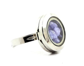 Raw Tanzanite ring. Natural stones. Mineral jewelry