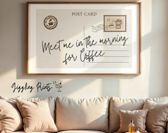 Coffee Postcard Print, Retro Kitchen Wall Art (Digital Download)