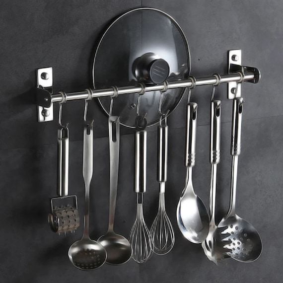 Stainless Steel Kitchen Utensil Set with Storage Rack 