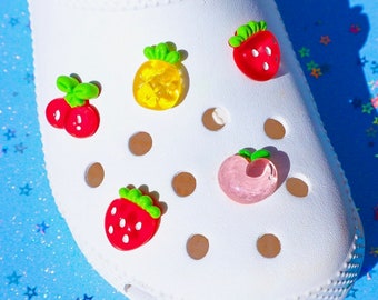Fruit Jelly Shoe Charms, Strawberry, Pineapple, Peach, Cherry