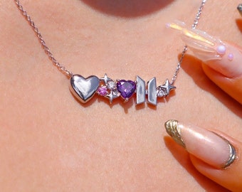 KPOP 10th Anniversary Purple Heart Necklace
