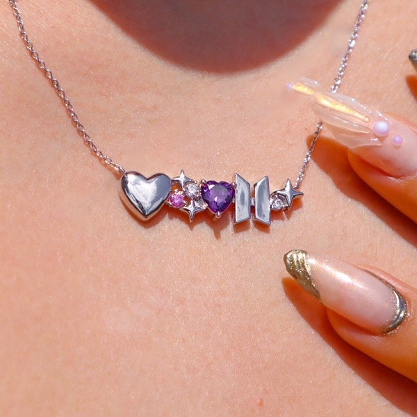 Bangtan 10th Anniversary Purple Heart Necklace