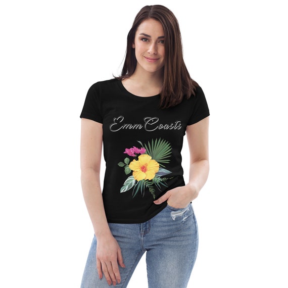 EmmCoasts Tropical Flower design Women's Fitted Eco Tee