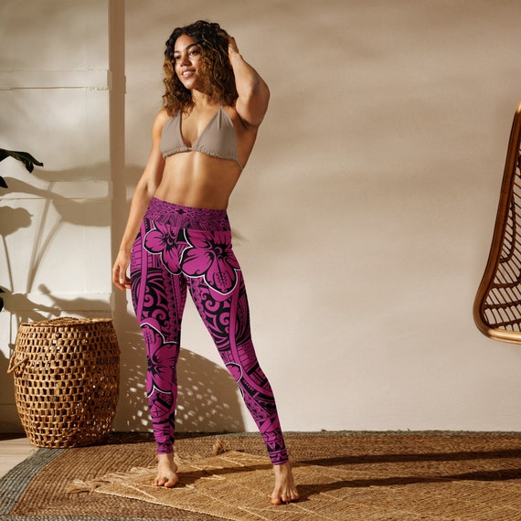 Poly-Print Purple Yoga Leggings