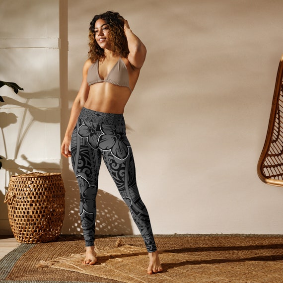 Poly-Print Gray Yoga Leggings