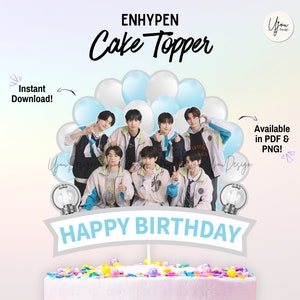 ENHYPEN Cake Topper, pieza central Enhypen, decoración de fiesta Enhypen, suministro de fiesta Enhypen, topper kpop, pieza central imprimible Enhypen