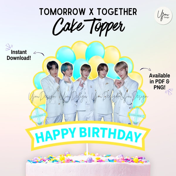 TXT Cake Topper, Printable Tommorow x Together centerpiece, TXT party decor, TXT party supply, Txt instant download centerpiece, kpop topper