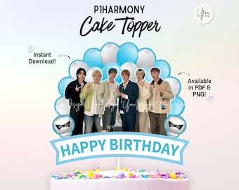 P1Harmony Kpop pour gâteau, décoration de fête d'anniversaire (PDF et PNG)