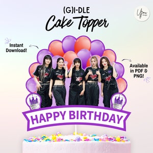 GIDLE Cake Topper, gidle centerpiece, gidle party decor, gidle party supply, kpop topper, gidle Printable Centerpiece