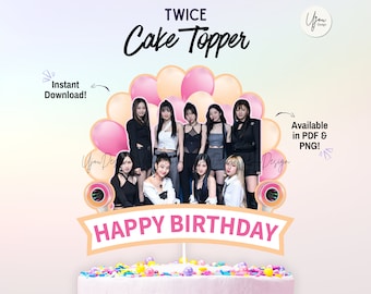 TWICE Cake Topper, Printable Twice centerpiece, Twice party decor, Twice party supply, Twice instant download centerpiece, Twice sticker