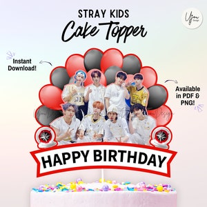 Stray Kids Cake Topper, pieza central de straykids imprimible, decoración de fiesta skz, suministro de fiesta skz, pieza central de descarga instantánea skz, pegatina skz