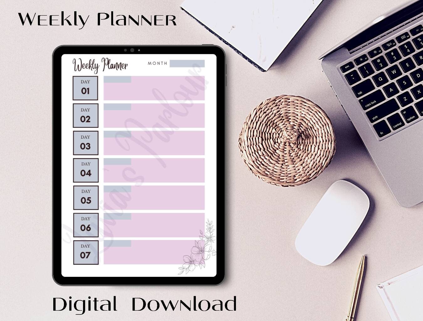 Digital Download Printable Planner, Monthly, Weekly and Daily Planner ...