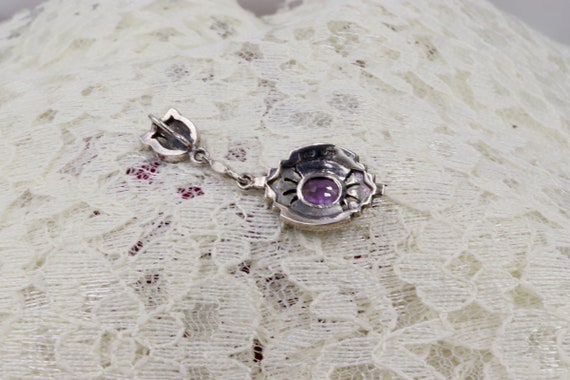 Sterling Silver Amethyst and Marcasite Pendant - image 4