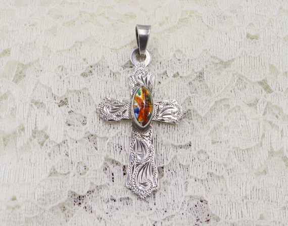 Sterling Silver Mexican Silver Cross Pendant - image 1