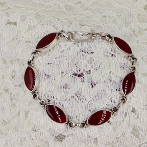Sterling Silver Marquise Carnelian Agate Bracelet