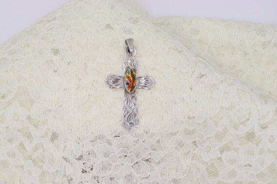 Sterling Silver Mexican Silver Cross Pendant - image 5