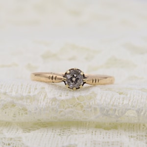 Vintage 14k Yellow Gold Old Mine Cut Diamond Engagement Ring