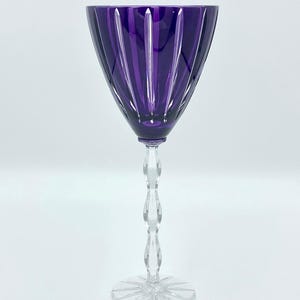 Stephanie Violet Wine Glasses Set of 2, 24% Lead Crystal | Purple Stemware Luxsor | Wedding Gift for Couple